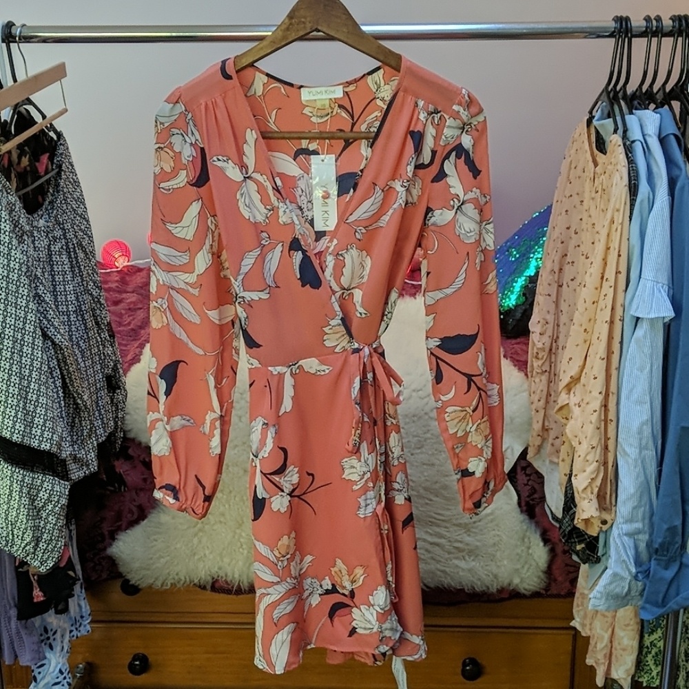 Yumi Kim Duchess Wrap Dress in Orchid Blush Coral